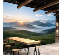 3D Wallpaper 350x260cm Cloudy Mountain Peaks Boys Wallpaper for Bedroom Gallery-Style 3D Art on Oil Canvas, no Visible Seams, Ideal for Feature Walls in Home or Office EB24-1523