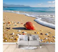 3D Wallpaper 350x260cm Coastal Shells Boys Wallpaper for Bedroom Gallery-Style 3D Art on Oil Canvas, no Visible Seams, Ideal for Feature Walls in Home or Office EB24-535