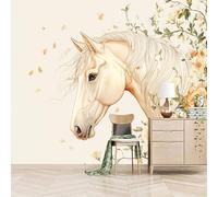 3D Wallpaper 350x260cm Flower Horse Boys Wallpaper for Bedroom Gallery-Style 3D Art on Oil Canvas, no Visible Seams, Ideal for Feature Walls in Home or Office EB24-5593