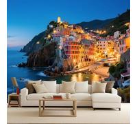 3D Wallpaper 350x260cm Island Sea View Lighting Boys Wallpaper for Bedroom Gallery-Style 3D Art on Oil Canvas, no Visible Seams, Ideal for Feature Walls in Home or Office EB24-06