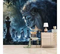 3D Wallpaper 350x260cm Lion King Boys Wallpaper for Bedroom Gallery-Style 3D Art on Oil Canvas, no Visible Seams, Ideal for Feature Walls in Home or Office EB24-5643