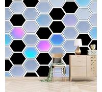 3D Wallpaper 350x260cm Pink Black Diamond Geometry Boys Wallpaper for Bedroom Gallery-Style 3D Art on Oil Canvas, no Visible Seams, Ideal for Feature Walls in Home or Office EB24-739