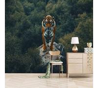 3D Wallpaper 350x260cm Rock Tiger Boys Wallpaper for Bedroom Gallery-Style Art on Oil Canvas, no Visible Seams, Ideal for Feature Walls in Home or Office EB24-8185