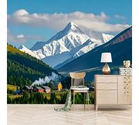 3D Wallpaper 350x260cm Snow Mountain Peak Boys Wallpaper for Bedroom Gallery-Style 3D Art on Oil Canvas, no Visible Seams, Ideal for Feature Walls in Home or Office EB24-1368