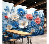3D Wallpaper 350x260cm Three-Dimensional Flowers Boys Wallpaper for Bedroom Gallery-Style 3D Art on Oil Canvas, no Visible Seams, Ideal for Feature Walls in Home or Office EB24-4677
