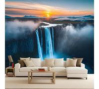 3D Wallpaper 350x260cm Waterfall Clouds Boys Wallpaper for Bedroom Gallery-Style 3D Art on Oil Canvas, no Visible Seams, Ideal for Feature Walls in Home or Office EB24-1418