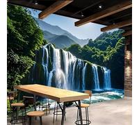 3D Wallpaper 350x260cm Waterfall Forest Boys Wallpaper for Bedroom Gallery-Style 3D Art on Oil Canvas, no Visible Seams, Ideal for Feature Walls in Home or Office EB24-1481