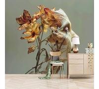 3D Wallpaper 350x260cm Withered Flower Face Boys Wallpaper for Bedroom Gallery-Style 3D Art on Oil Canvas, no Visible Seams, Ideal for Feature Walls in Home or Office EB24-5787