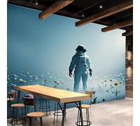 3D Wallpaper 400x280cm Astronaut Flowers Boys Wallpaper for Bedroom Fantasy Universe Gallery-Style 3D Art on Oil Canvas, no Visible Seams, Ideal for Feature Walls in Home or Office