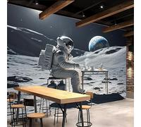 3D Wallpaper 400x280cm Astronaut Moon Boys Wallpaper for Bedroom Fantasy Universe Gallery-Style 3D Art on Oil Canvas, no Visible Seams, Ideal for Feature Walls in Home or Office