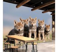 3D Wallpaper 400x280cm Cute Wolf Boys Wallpaper for Bedroom Wildlife Gallery-Style 3D Art on Oil Canvas, no Visible Seams, Ideal for Feature Walls in Home or Office