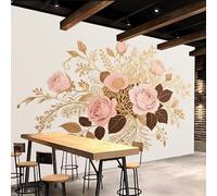 3D Wallpaper 400x280cm Flowers Boys Wallpaper for Bedroom Vintage Gold Gallery-Style 3D Art on Oil Canvas, no Visible Seams, Ideal for Feature Walls in Home or Office