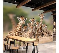 3D Wallpaper 400x280cm Giraffe Boys Wallpaper for Bedroom Wildlife Gallery-Style 3D Art on Oil Canvas, no Visible Seams, Ideal for Feature Walls in Home or Office