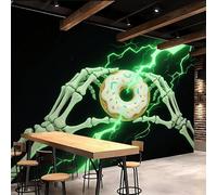 3D Wallpaper 400x280cm Gothic Donuts Boys Wallpaper for Bedroom Dark Style Gallery-Style 3D Art on Oil Canvas, no Visible Seams, Ideal for Feature Walls in Home or Office