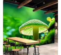 3D Wallpaper 400x280cm Mushroom Boys Wallpaper for Bedroom Green Gallery-Style 3D Art on Oil Canvas, no Visible Seams, Ideal for Feature Walls in Home or Office