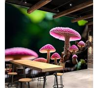 3D Wallpaper 400x280cm Mushroom Boys Wallpaper for Bedroom Pink Gallery-Style 3D Art on Oil Canvas, no Visible Seams, Ideal for Feature Walls in Home or Office