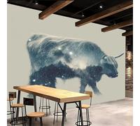 3D Wallpaper 400x280cm Ox Boys Wallpaper for Bedroom Starry Forest Gallery-Style 3D Art on Oil Canvas, no Visible Seams, Ideal for Feature Walls in Home or Office