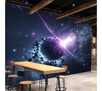 3D Wallpaper 400x280cm Planet Shattering Boys Wallpaper for Bedroom Galaxy Gallery-Style 3D Art on Oil Canvas, no Visible Seams, Ideal for Feature Walls in Home or Office