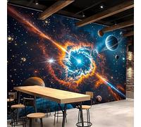 3D Wallpaper 400x280cm Planetary Universe Boys Wallpaper for Bedroom Galaxy Gallery-Style 3D Art on Oil Canvas, no Visible Seams, Ideal for Feature Walls in Home or Office