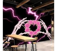 3D Wallpaper 450x315cm Gothic Flowers Boys Bedroom Wallpaper Fantasy Horror Seamlessly Connected Canvas Panels with Oil Painting Texture, Great for Lounge or Dining Area
