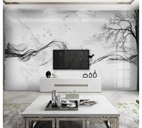 3D Wallpaper Abstract Black and White Lines Trees Faux Marble | Easy to Install Ideal for Creating Luxurious Décor in Bespoke Offices Living Rooms Bedrooms and Behind TV Screens-350cm×256cm