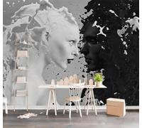 3D Wallpaper Abstract Black and White Milk People Couple | Easy to Install Ideal for Creating Luxurious Décor in Bespoke Offices Living Rooms Bedrooms and Behind TV Screens-150cm×105cm