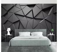 3D Wallpaper Abstract Creative Black Geometric Triangle | Easy to Install Ideal for Creating Luxurious Décor in Bespoke Offices Living Rooms Bedrooms and Behind TV Screens-250cm×170cm