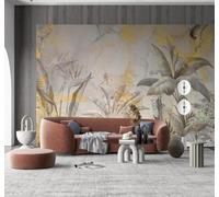 3D Wallpaper Abstract Gold Leaf Vintage Hand Drawn Banana Leaves | Easy to Install Ideal for Creating Luxurious Décor in Bespoke Offices Living Rooms Bedrooms and Behind TV Screens-150cm×105cm