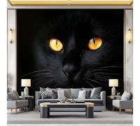 3D Wallpaper Animal Black Cat 250x175 cm Poster Large Mural Photo Wallpaper, DIY Wall Art Mural for Living Room Bedroom Office Home Decor