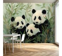 3D Wallpaper Animal Giant Panda Bamboo Forest 450 x 315 cm Wall Mural, for Chinese Style Children’S Room Nursery Bedroom Non-Woven Photo Wallpaper Premium Feature Wall Mural