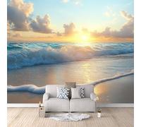 3D Wallpaper Beach Mural Wall Nature Sea Photo Wallpaper 200x140 cm Non-Woven Fabric Easy to Install Wall Paper for Living Room Kitchen Children's Room Bedroom Accessories Interior Poster