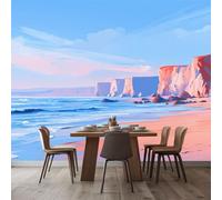 3D Wallpaper Beach Scenery 300x210 cm Poster Large Mural Photo Wallpaper, DIY Wall Art Mural for Living Room Bedroom Office Home Decor