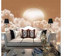 3D Wallpaper Beautiful White Clouds Sunrise Birds in Flight Natural Scenery | Easy to Install Ideal for Creating Luxurious Décor in Bespoke Offices Living Rooms Bedrooms and Behind TV Screens-150cm×105cm