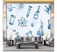 3D Wallpaper Blue Chemical Experiment Bottle 200x140 cm Poster Large Mural Photo Wallpaper, DIY Wall Art Mural for Living Room Bedroom Office Home Decor
