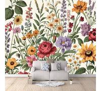 3D Wallpaper Botanical Flower 150x105cm,Modern Art Wall Murals Photo Wall Mural Pastoral Floral,for Living Room Bedroom Children's Room Home Decoration, Easy to Install