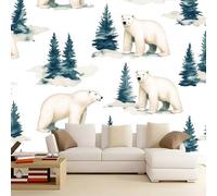 3D Wallpaper Cartoon Polar Bear 400x280 cm Poster Large Mural Photo Wallpaper, DIY Wall Art Mural for Living Room Bedroom Office Home Decor