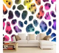 3D Wallpaper Colorful Leopard Print 274x203cm,Modern Animal Spots Photo Mural Wallpaper Silk Cloth Wall Art for Bedroom