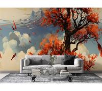 3D Wallpaper Comic Style Photo Wallpaper Non-Woven Wall Mural Covering for Bedroom Living Room Hallway TV Background Wall Decor 450cm x 300cm (WxH) Sky Blue,Red -Ab32