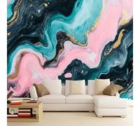 3D Wallpaper Dark Green and Pink Gold Marble 400x280cm,Modern Abstract Art Photo Mural Wallpaper Silk Cloth Wall Art for Bedroom