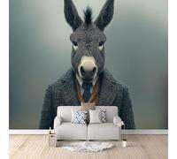 3D Wallpaper Donkey in A Suit 500x280cm,Modern Art Wall Murals Photo Wall Mural,for Living Room Bedroom Children's Room Home Decoration, Easy to Install