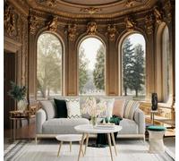 3D Wallpaper Elegant Palaces Arched Windows Gilded Wall Decorations Sun | Silk Texture Suitable for the Home Study Office Schemes Dining Rooms Sofas Bedrooms Living Rooms TV Feature Walls-300cm×210cm