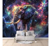 3D Wallpaper Elephant 500x280cm,Modern Art Wall Murals Photo Wall Mural Galaxy Animal,for Living Room Bedroom Children's Room Home Decoration, Easy to Install