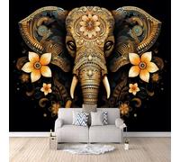3D Wallpaper Elephant Mandala Flower 150x105cm,Modern Art Wall Murals Photo Wall Mural,for Living Room Bedroom Children's Room Home Decoration, Easy to Install