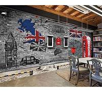 3D Wallpaper Europe and The United States Retro Nostalgia London Phone Booth Coffee Background Wall Wallpaper-140x100cm