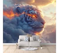 3D Wallpaper Fantasy Tiger 500x280cm,Modern Art Wall Murals Photo Wall Mural Dark Clouds and Lightning,for Living Room Bedroom Children's Room Home Decoration, Easy to Install
