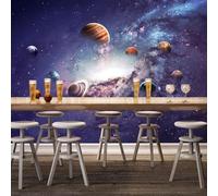 3D Wallpaper For Living Room Bedroom Universe Outer Space Landscape 250(W)X175(H)Cm Dining Room Wallpaper Mural 3D Peel And Stick Self-Adhesive Wall Sticker Girl Room Decorate Wall Wallpaper C-381318