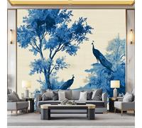 3D Wallpaper Forest Trees Peacock 500 x 280 cm Wall Murals, Romanticism Non-Woven Photo Wall Mural for Living Room Bedroom Children's Room Office Decoration, Easy to Install