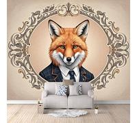 3D Wallpaper Fox in A Suit 150x105cm,Modern Art Wall Murals Photo Wall Mural,for Living Room Bedroom Children's Room Home Decoration, Easy to Install