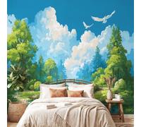 3D Wallpaper Fresh, Landscape, Animation 400 x 280 cm Wall Mural,River, Tree Wallpaper Mural for Bedroom, Kindergarten, Scenic Garden Wall Hanging