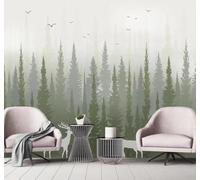 3D Wallpaper Fresh Pine Forest Birds in Flight Reindeer Natural Scenery | Easy to Install Ideal for Creating Luxurious Décor in Bespoke Offices Living Rooms Bedrooms and Behind TV Screens-350cm×256cm